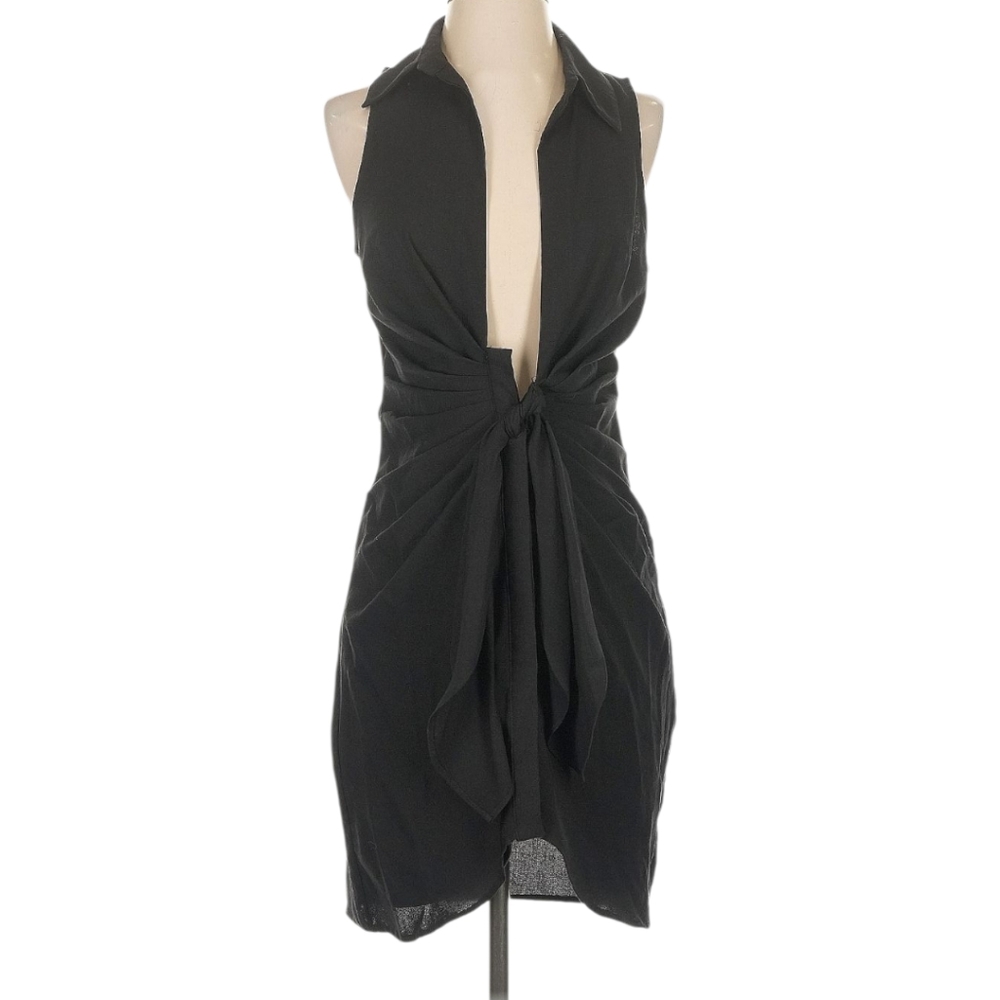 NWT Thread Story 100% Cotton Black Sleveless Shirt Dress, size XL Extra Large